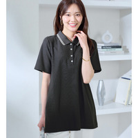 衿配色Ａライン鹿の子ポロチュニック