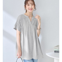 さらっと軽い綿混ストライプギャザーチュニック