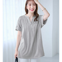 さらっと軽い綿混ストライプギャザーチュニック