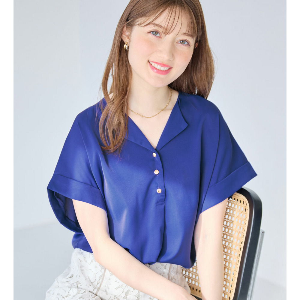 衿デザイン大人上品とろみブラウス