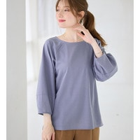 【接触冷感】さらっと上品ランタンスリーブカットソー