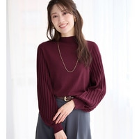 【毛玉になりにくい】大人上品袖プリーツニット