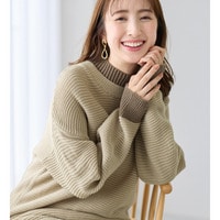 リブ切り替え配色ゆるニット