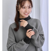 リブ切り替え配色ゆるニット