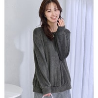 【見た目はニット、着心地はカットソー】フェザーカットソーゆるトップス