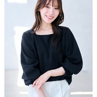 あったか裏起毛大人上品パフ袖ブラウス