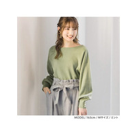 パール調ボタン付ミラノリブニット　大きいサイズ レディース