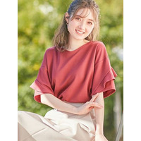 【４つの機能付】フリル袖Ｔシャツブラウス　大きいサイズ レディース