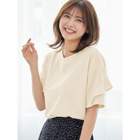 【４つの機能付】フリル袖Ｔシャツブラウス　大きいサイズ レディース
