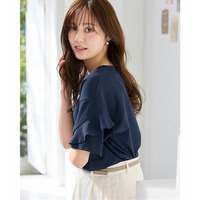 【４つの機能付】フリル袖Ｔシャツブラウス　大きいサイズ レディース