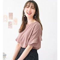 【４つの機能付】フリル袖Ｔシャツブラウス　大きいサイズ レディース