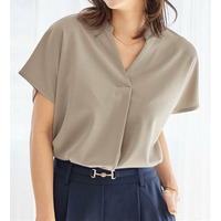 【４つの機能付】スキッパーＴシャツブラウス　大きいサイズ レディース