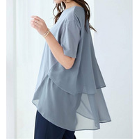 【5つの機能付】バックシフォン切替チュニック　大きいサイズ レディース