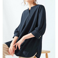 衿フェイク裾ラウンドチュニック