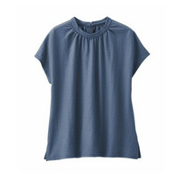 【接触冷感】ギャザーデザインカットソーブラウス　大きいサイズ レディース