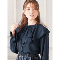 ラッフルカラーデザインブラウス　大きいサイズ レディース