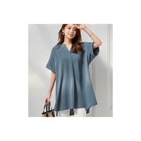 スキッパーとろみブラウスチュニック　大きいサイズ レディース