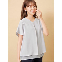 シフォンレイヤードＶネックブラウス　大きいサイズ レディース