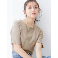 メロウ使いテレコリブＴシャツ　大きいサイズ レディース