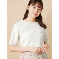 メロウ使いテレコリブＴシャツ　大きいサイズ レディース