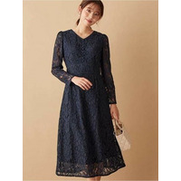 総レースＶネックワンピース　大きいサイズレディース