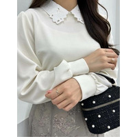 刺しゅう衿付きトップス　大きいサイズレディース