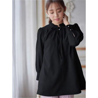 ふんわり裏起毛ボウタイチュニック　大きいサイズレディース