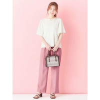 パール調ボタン付Ｔシャツブラウス　大きいサイズ レディース