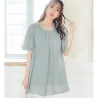 【５つの機能付】インナー付シフォンタックチュニック　大きいサイズ レディース