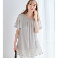 【５つの機能付】インナー付シフォンタックチュニック　大きいサイズ レディース