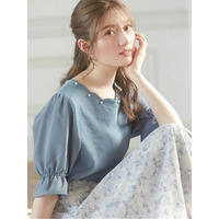 スカラップデザインキャンディー袖トップス　大きいサイズ レディース