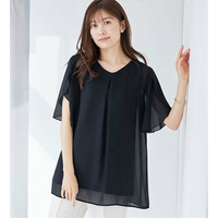 インナー付チューリップ袖チュニック　大きいサイズレディース