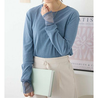 程よい透け感大人シアー素材切替トップス