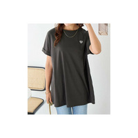大人の華やかプリントチュニックＴシャツ