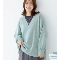 【洗えるもちもち】首回りすっきり見せＶネックニット
