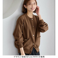 むぎゅっと質感ゴールドボタンニットカーデ