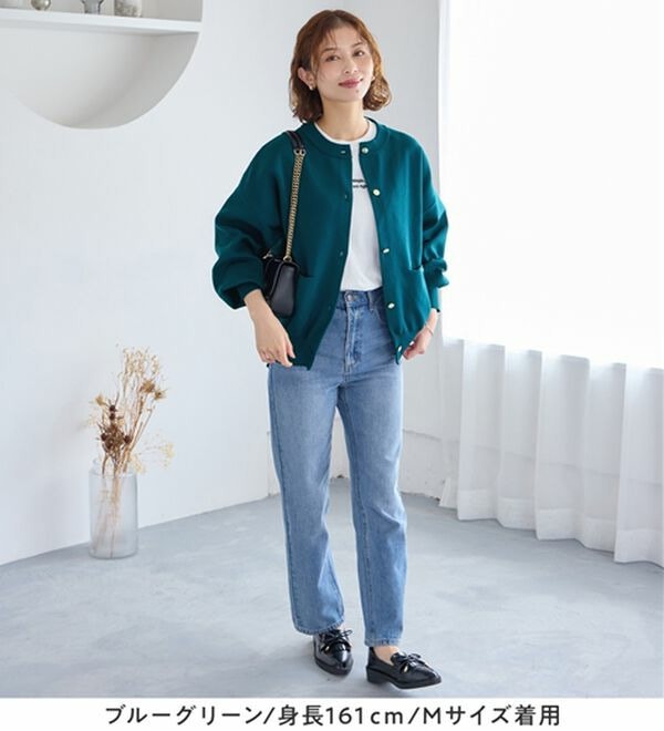 むぎゅっと質感ゴールドボタンニットカーデ30