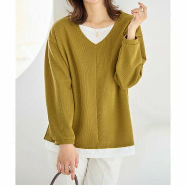 あったかレイヤード風Vネックトップス12