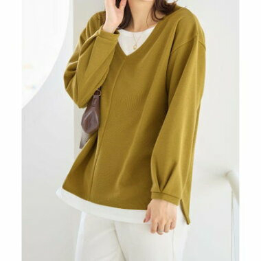 あったかレイヤード風Vネックトップス14