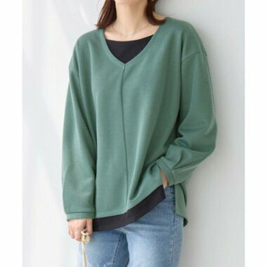 あったかレイヤード風Vネックトップス22
