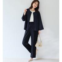 【選べるボトムス】２点セット洗える！テントラインジャケットスーツ　大きいサイズ レディース