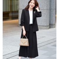 【2点セット】洗える！カラーレスジャケットガウチョスーツ　大きいサイズ レディース