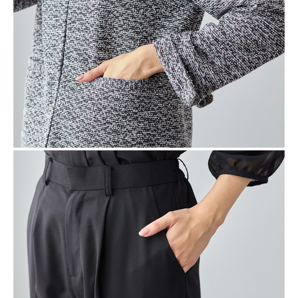 【選べるボトムス】2点セット洗える!ツイードセットアップスーツ 大きいサイズ レディース22