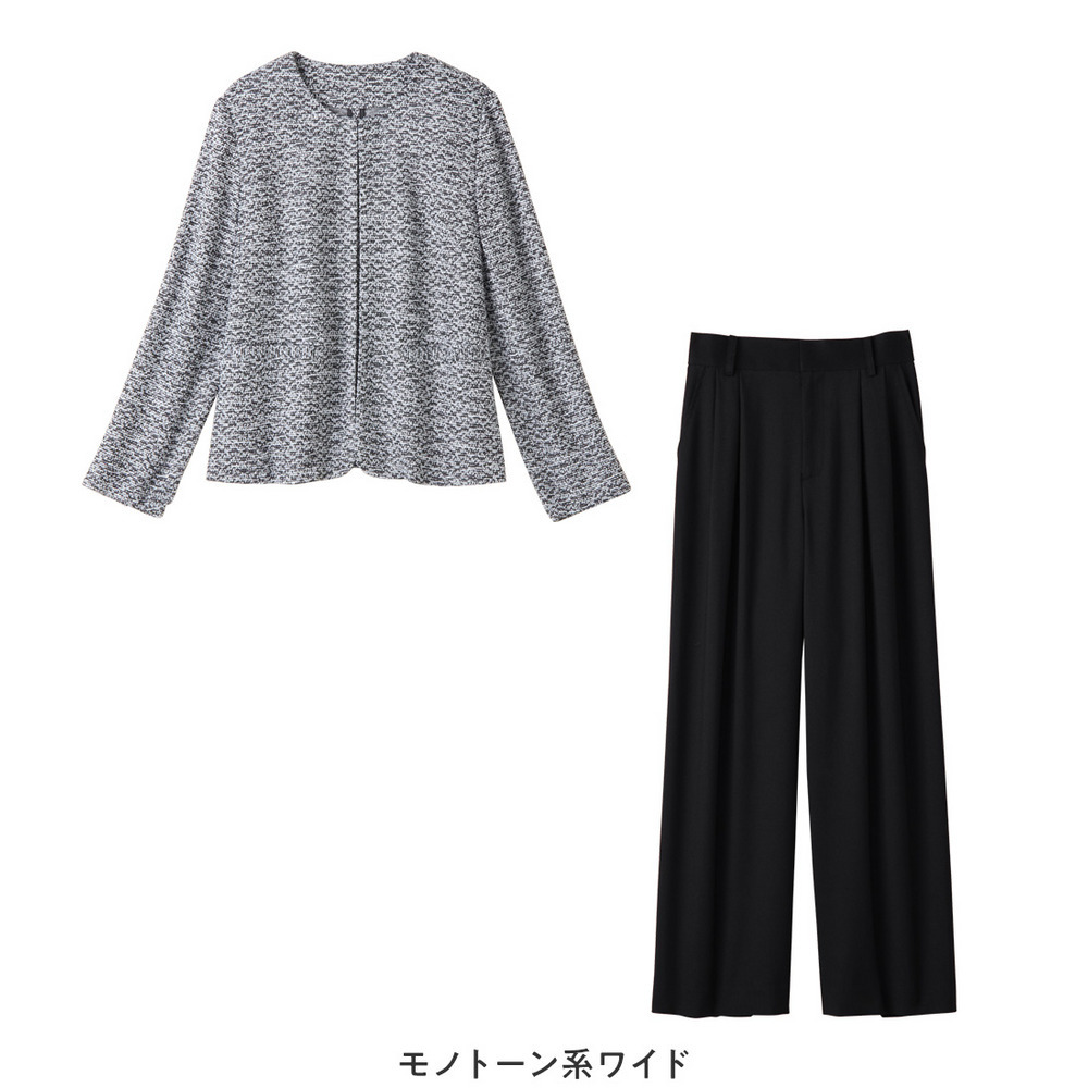 【選べるボトムス】2点セット洗える!ツイードセットアップスーツ 大きいサイズ レディース24