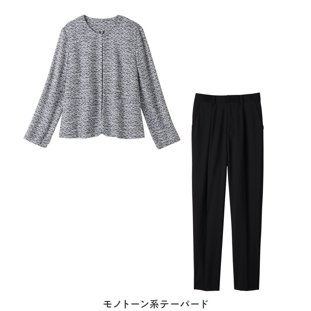 【選べるボトムス】2点セット洗える!ツイードセットアップスーツ 大きいサイズ レディース25