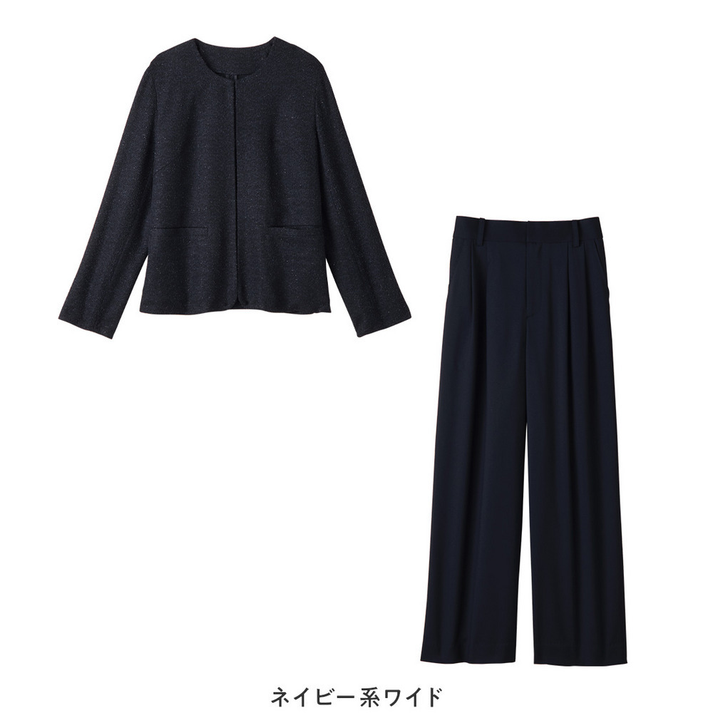 【選べるボトムス】2点セット洗える!ツイードセットアップスーツ 大きいサイズ レディース26
