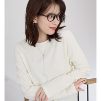 立体ジャカードシンプルロンＴ　大きいサイズ レディース