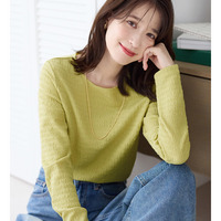 立体ジャカードシンプルロンＴ　大きいサイズ レディース