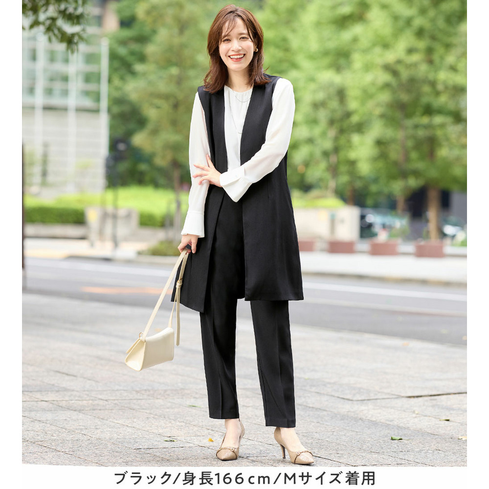 美ラインを叶える!ロングベストセットアップ 大きいサイズレディース10