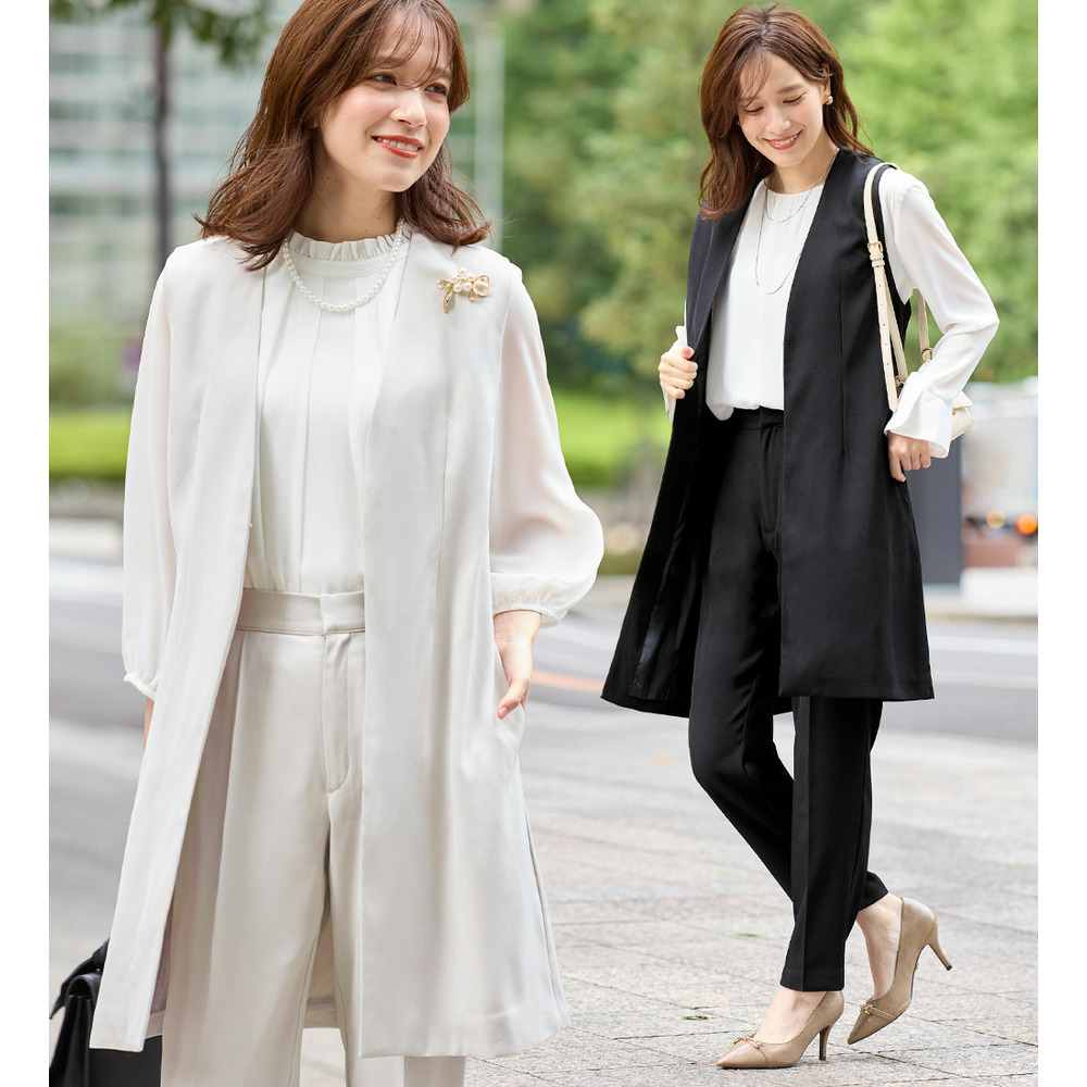 美ラインを叶える!ロングベストセットアップ 大きいサイズレディース2